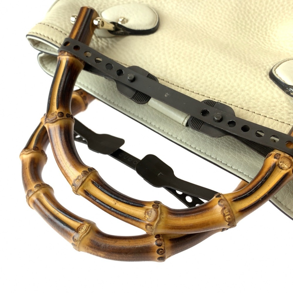 GUCCI Bamboo Ivory Brown Gold Hardware Leather 308360 Shoulder Bag Handbag 2w... - Picture 6 of 9